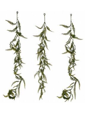 Set of 3 Hanging Greenery Garlands 5 Foot Artificial Fern Garland Trailing Green